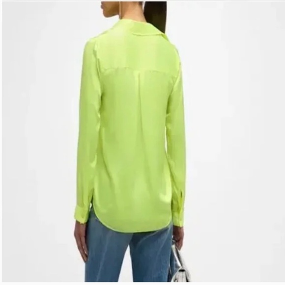 L'Agence Neon Citrus Tyler Silk Blouse Size M - Picture 3 of 5